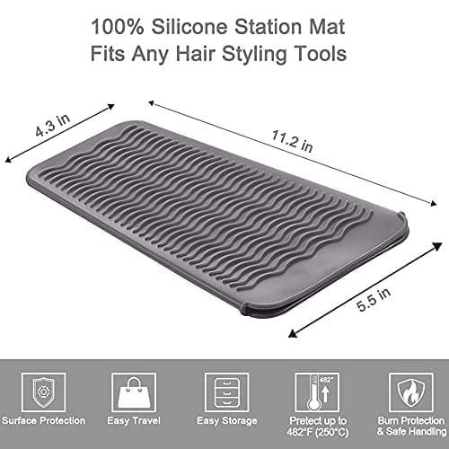 Heat Resistant Mat for Hair Straightener, Silicone Flat Iron Mat & Holder for Counter, Portable Travel Curling Iron Mat & Pocket for Hot Hair Styling Tools — view 5