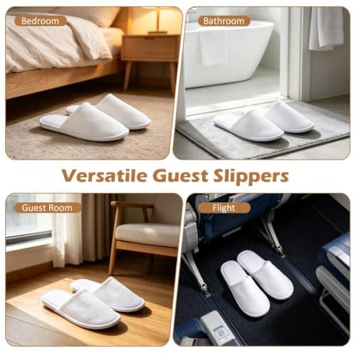 Hotel Slippers, 20 Pairs White Closed Toe Guest Slippers, EVA Sole — view 4