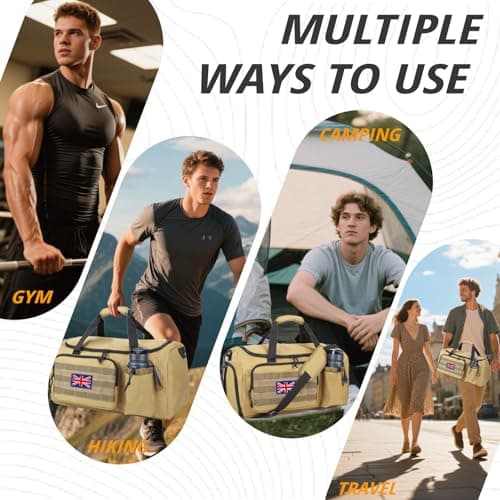 Bunnychic Tactical Gym Bag for Men, 40L Large Duffle Holdall Bag for Travel — view 2
