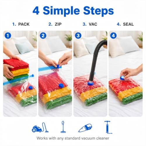 10-Pack Vacuum Storage Bags 40x60cm - Space Saver for Clothes, Quilts, Pillows & Blankets, Transparent Blue Airtight Seal (Reusable & Heavy-Duty) — view 5
