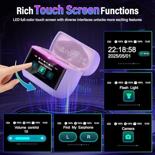 Wireless Earbuds, 2026 Bluetooth 5.4 Headphones In Ear with ANC/ENC Noise Cancelling Mic, HiFi Stereo Bluetooth Ear buds with Multifunctional Touchscreen, 5 EQ Modes Bluetooth Earphones, Purple — view 4