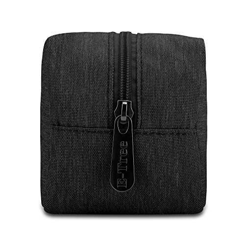 DOB SECHS Waterproof Canvas Mini Travel Makeup Carrying Case Toiletry Wash Bags Cosmetic Bag Portable Electronics Accessories Organizer Gym Shaving Bag (Black) — view 5