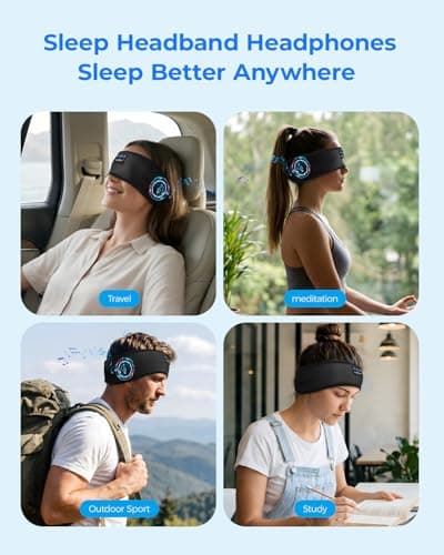 MUSICOZY Breathable Sleep Headphones Bluetooth Headband for Side Sleepers — view 6