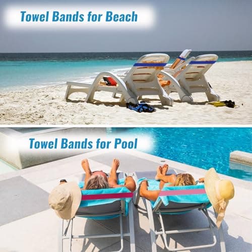4 Pack Sun Lounger Straps, Elastic Sunbed Towel Bands, Windproof for Beach, Pool & Cruise Chairs — view 5