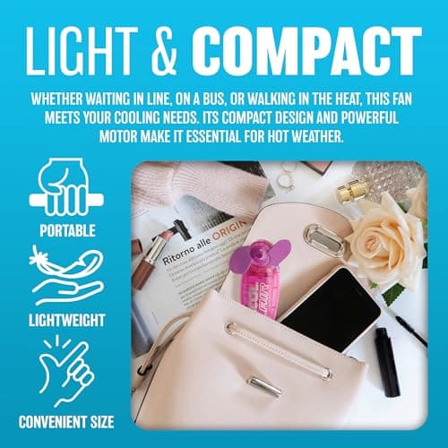 BARGAINS-GALORE 10 x Mini Portable Pocket Fan - Cool Air Hand Held Battery Travel Summer Blower 4 Cooler - Set of 10 | For Home, Office, Outdoor, Travel, Stroll — view 6