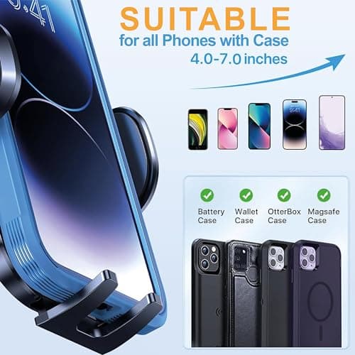 Mobitel Car Phone Holder Air Vent Mount Universal Phone Holder for Car with Strong Grip Clamp 360° Rotation One Hand Release Hands-Free Vent Mount for iPhone 17 16 Samsung Galaxy Google Smartphones — view 5