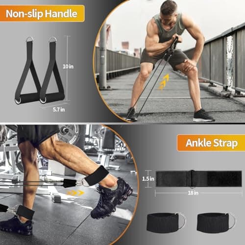 WHATAFIT Resistance Bands Set, Exercise Bands with Door Anchor, Handles, Waterproof Carry Bag, Legs Ankle Straps for Resistance Training, Physical Therapy, Home Workouts (White to Black) — view 4