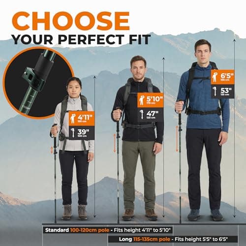 Trekology Trek-Z Collapsible Hiking & Trekking Poles - Balance Support for Seniors, Women, and Men, 2pc Per Set (Trek-Z Green, 100-120cm for Height: 4’11 to 5’10”) — view 5