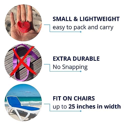 Towel Bands (6-Pack), Beach, Pool & Cruise Chairs, Extra Durable, No Snapping, Cruise Ship & Beach Essentials, Great Alternative to Beach Towel Clips — view 3
