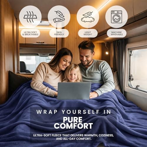 IR Imperial Rooms Fleece Blanket Navy Blue, Throw/Single 130X150 Cm — view 5