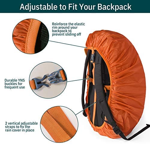 Unigear Rainproof Backpack Cover, 10-90L Waterproof Dustproof Durable Abrasion Resistant Protective Cover for Camping, Hiking, Travel, Cycling (Orange, S) — view 4