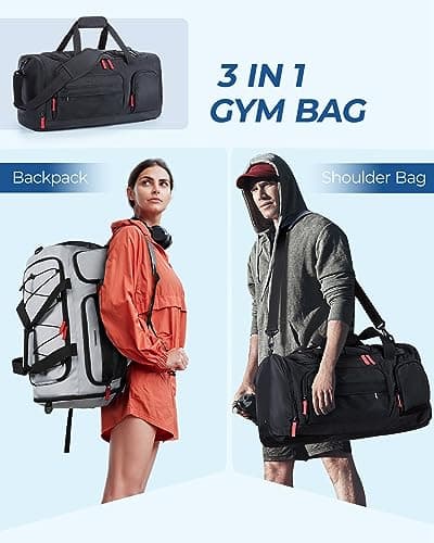 bagsmart Large Gym Bag for Women & Men, 63L Sports Duffel Bag for Travel — view 2