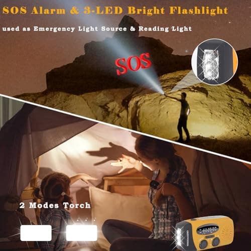 NNOOAADIO Wind Up Solar Hand Crank Radio, 2000mAh SOS Alarm for Camping — view 5