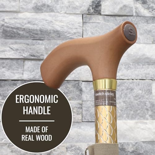 Switch Stick Luxury Engraved Pearl Walking Stick - Folding And Adjustable — view 3