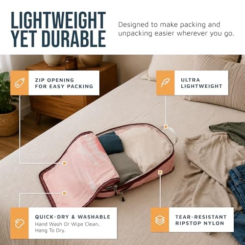 7 Pack Large Packing Cubes for Travel - Ultra Lightweight Expandable Compression Packing Cubes for Clothes (Landscape) — view 3
