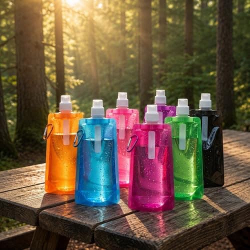 Meralo 12 Pack Collapsible Water Bottles 500ml with Carabiner Clip — view 4