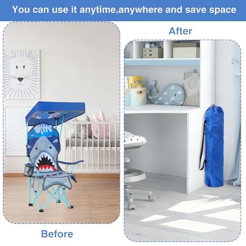 Meng Jiaran Kids Folding Camping Chair with Canopy, Blue — view 6