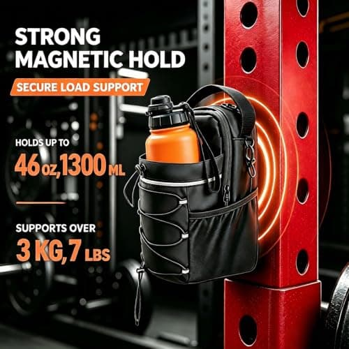 Magnetic Gym Bag,Water Bottle Bag with 3 Strong Magnets, Gym Sling Pack with Phone Pocket, Magnetic Gym Pouch for Running, Cycling, Workout, Travel, Fitness Accessories for Men & Women — view 5