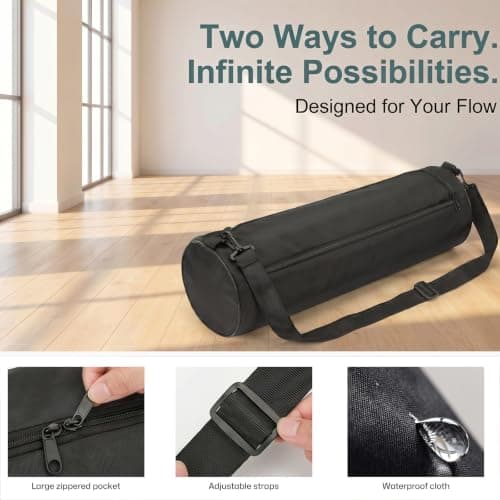 JWDHWZ Yoga Mat Bag Long, Pilates Mat Bag with Carrying Strap Portable 72x16cm Fitness Mats Bags Lightweight Yoga Bags Full Zip for Gym Walking Work Travel (Black) — view 3