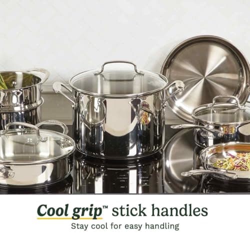 Cuisinart® Chef’s Classic™ Stainless Steel Cookware Set | 11-piece: Saucepans, Frying Pans, Stockpot, Steamer | Induction-Ready, Aluminium-encapsulated Base | Cool Grip™ Handles — view 6