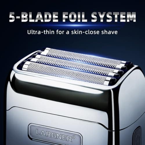 Foil Shaver Full Metal Body Upgraded 5 Floating Blades 14000 RPM Magnetic Levitation Motor Electric Foil Shaver Razor for Men,IPX7 Waterproof Wet/Dry,Pocket-Size Razor for Travel with Trimmer — view 3