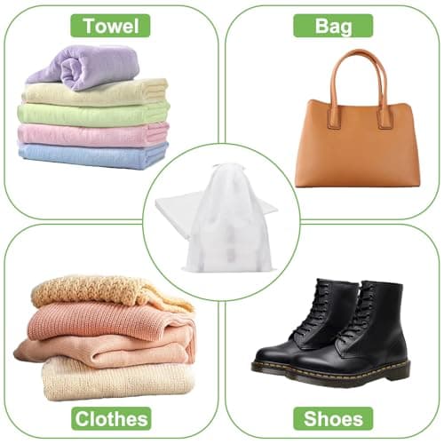 Nogeqi 5 Pcs Dust Bags for Handbags, Drawstring Purse Dust Bags, Bag Organizer for Handbag Storage, Breathable Non-Woven Fabric Dust Cover for Purses Cloth Shoestravel Luggage(White 48 * 39 cm) — view 3