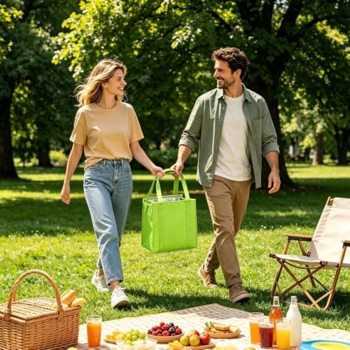 Freezer Bags for Shopping, Reusable Leakproof Picnic Lunch Cooler Tote — view 5