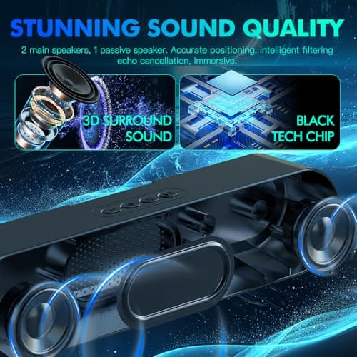 Aysoi PC Speakers, Portable Bluetooth Speakers,Wireless Computer Speakers, Computer Soundbar for Desktop Monitors,PC, Laptop, Desktop, Smartphones,Home, Travel,Outdoor, Beach (Dynamic RGB) — view 5