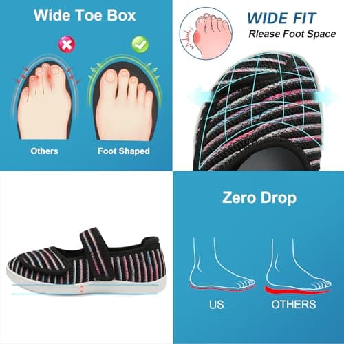 JOINFREE Womens Walking Shoes for Swollen Feet Wide Fit Color Black — view 2