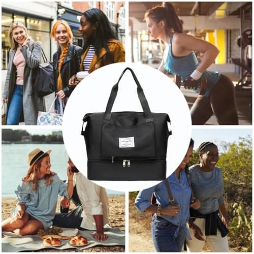 Travel Duffel Bag Foldable Organizer Bag, Reinforced Handle — view 4