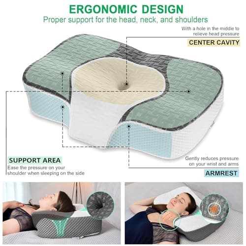 Elviros Adjustable Height Cervical Neck Pillow for Neck and Shoulder Relief — view 2