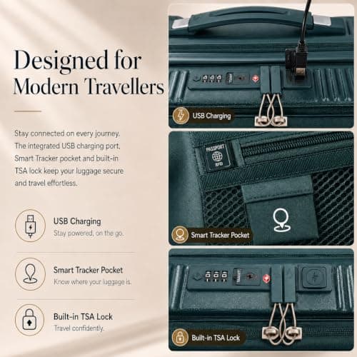 Aerolite 55x40x20 Expandable Cabin Suitcase with Front Laptop Compartment — view 4