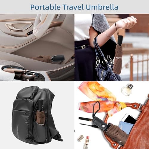 TradMall Travel Umbrella 42/45 Inches Double Vented Canopy, Brown, 45 Inches, Classic — view 4