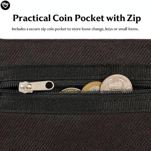 Black Slim Wallet for Men with Coin Pocket, RFID Blocking Trifold Wallet — view 4