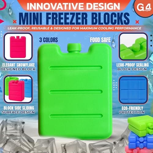 G4GADGET Freezer Blocks 8 Pack (8cm) | Reusable Ice Packs for Cool Bags, Lunch Boxes & Cool Boxes | Long Lasting Cooler Blocks for Travel, Picnic, Camping Accessories | Leakproof & Durable — view 5
