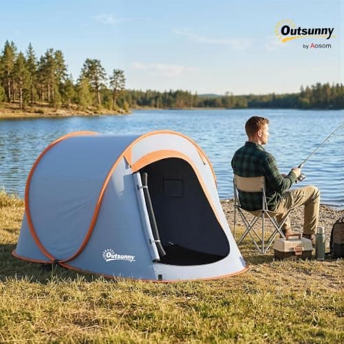 Outsunny 2 Man Pop up Tent Camping Tent 2000mm Waterproof Carry Bag Grey — view 2