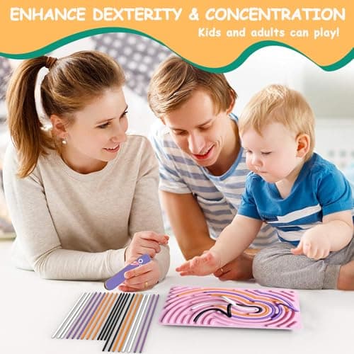 Albiuev Sensory Activity Board for Children, Silicone Fidget Toys for Calming, Stress, Anxiety, ADHD & Autism, Fine Motor Skill Board includes Portable Travel Bag & 20 Strings (Pink) — view 4