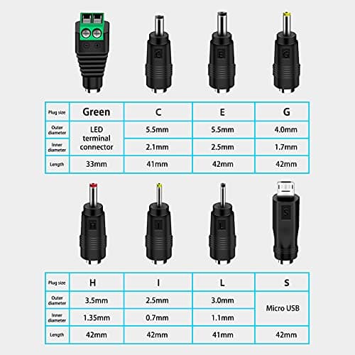 30W Universal Power Adapter, Dalugo 3V 4.5V 5V 6V 7.5V 9V 12V 2A AC/DC Switching Power Supply Charger with 8 Adaptor Tips for 3V-12V Household Electronics,Led Strip,Speakers,TV Box and More Devices — view 3