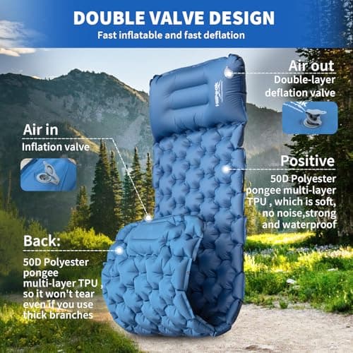 HiiPeak Camping Sleeping Pad - Ultralight Inflatable Sleeping Mat with Built-in Foot Pump & Pillow, Compact Waterproof Camping Air Mattress for Tent, Backpacking, Hiking, Tent Trap Traveling — view 5