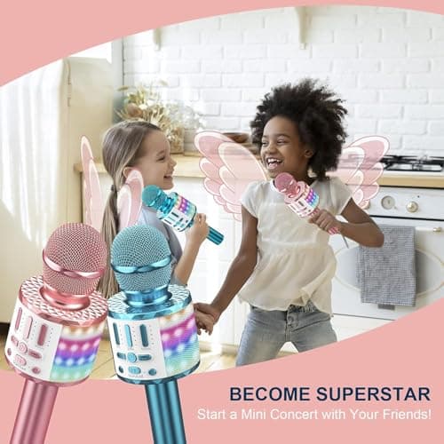 Wireless Microphone with Lights, Karaoke Bluetooth Microphone for Kids Adults, Portable Toy Karaoke Mic Speaker Machine, Home KTV Player Support Phone/Pad/TV for Party Singing, Boys Girls Best Gifts — view 6