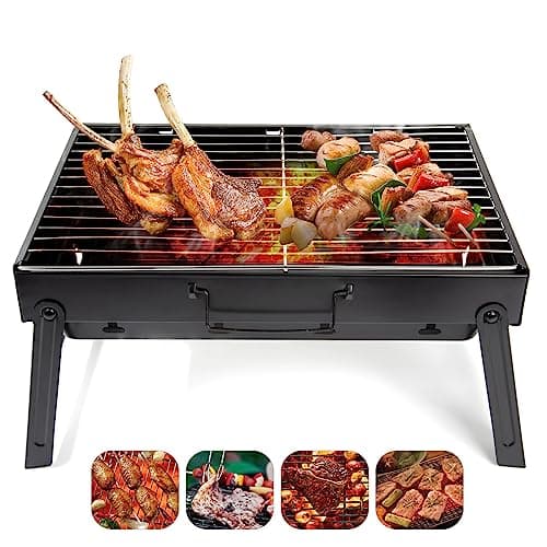 AGM Charcoal Barbecue, Portable BBQ Grill, Small Coal BBQ for Camping