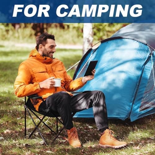 SILKLUMO 2 Pack Folding Camping Chairs, 150KG Heavy-Duty Portable Outdoor Camping Chairs with Carry Bag, Compact & Lightweight Folding Chair, Beach, Picnics, and Outdoor Event (Black) — view 4