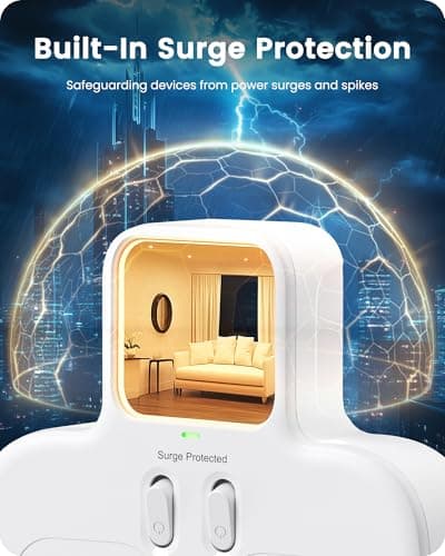LENCENT Double Plug Adaptor with 1 USB C and 2 USB Ports, Surge Protected — view 4