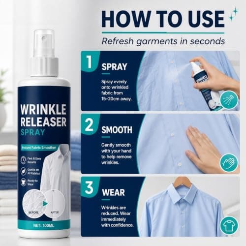 Instant Wrinkle Releaser Spray & No Iron Fabric Smoothing Spray for Clothes — view 5