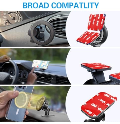 volport Double-Sided Sticky Adhesive Pads for Dashboard Magnetic Car Phone Holder Base, Heat Resistant Rectangle Extra Strong Mounting Tape Replacement Sticker for Magnet Car Mount, 5 Pack — view 3