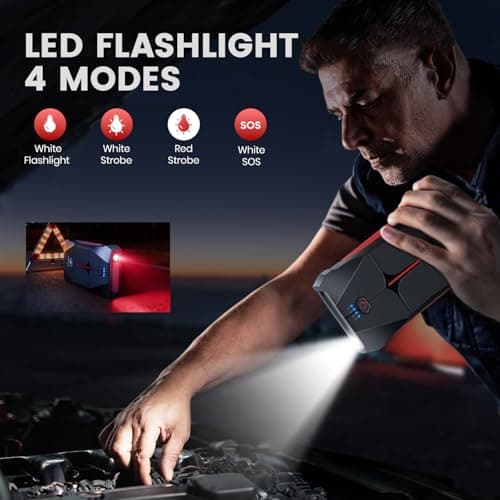 Car Jump Starter, FLYLINKTECH 5000A 12V Portable Car Battery Booster Jump Starter Power Pack (up to 9.0L Petrol Or 8.5L Diesel Engine), Power Bank with LED Flashlight, IP67 — view 4