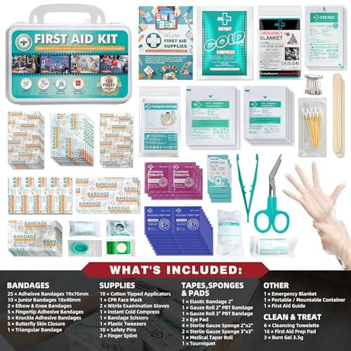 General Medi 120 Pieces Hardcase First Aid Kit - Includes Instant Cold Pack, Emergency Blanket for Travel, Home, Office, Vehicle, Camping, Workplace & Outdoor — view 2