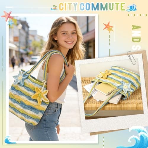 Reessy Crochet Bag Kit, Beach Wave Bag Crochet Kits for Beginners Adult — view 5