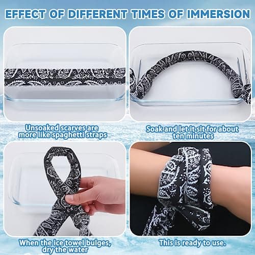 KoMico 5 Pack Summer Cooling Neck Wrap Ice Towel, 5 Color Cooling Scarf for Neck Fast Cooling Towels Bandana, Keep Cool Ice Headband for Gym Golf Yoga — view 4