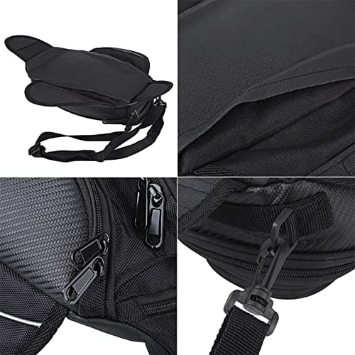 TKSE Motorcycle Tank Bag, Oxford Cloth Saddle Shape Magnetic Motorcycle Bag Suitable for Most Motorcycles and Motocross, 35 x 18 x 15 cm (Black) — view 5